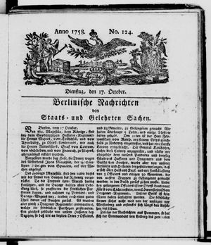 Berlinische Nachrichten von Staats- und gelehrten Sachen vom 17.10.1758