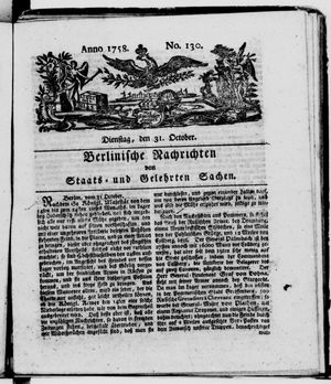 Berlinische Nachrichten von Staats- und gelehrten Sachen vom 31.10.1758