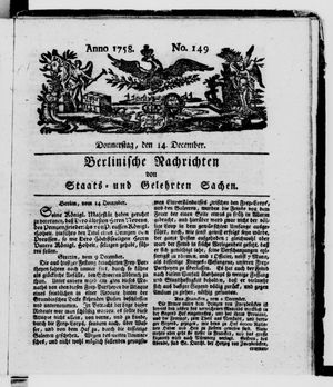 Berlinische Nachrichten von Staats- und gelehrten Sachen vom 14.12.1758
