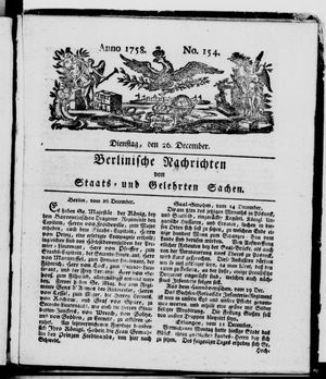 Berlinische Nachrichten von Staats- und gelehrten Sachen vom 26.12.1758
