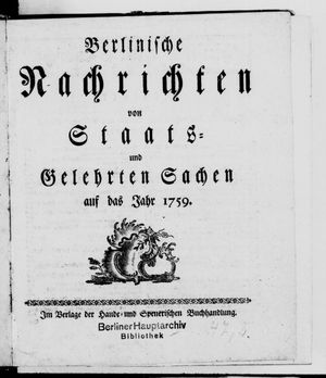 Berlinische Nachrichten von Staats- und gelehrten Sachen vom 02.01.1759