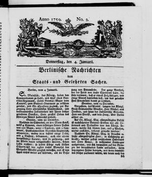 Berlinische Nachrichten von Staats- und gelehrten Sachen vom 04.01.1759