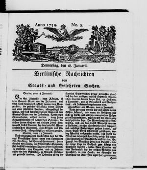 Berlinische Nachrichten von Staats- und gelehrten Sachen vom 18.01.1759