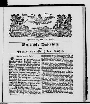 Berlinische Nachrichten von Staats- und gelehrten Sachen vom 28.04.1759