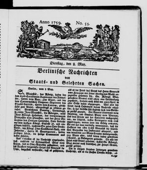 Berlinische Nachrichten von Staats- und gelehrten Sachen vom 08.05.1759