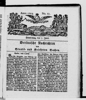 Berlinische Nachrichten von Staats- und gelehrten Sachen vom 07.06.1759