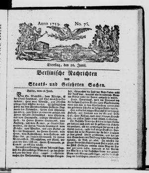 Berlinische Nachrichten von Staats- und gelehrten Sachen vom 26.06.1759