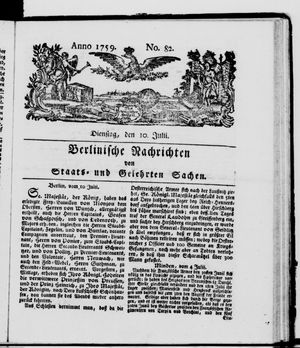 Berlinische Nachrichten von Staats- und gelehrten Sachen vom 10.07.1759