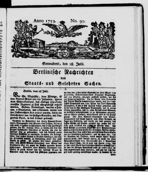 Berlinische Nachrichten von Staats- und gelehrten Sachen vom 28.07.1759