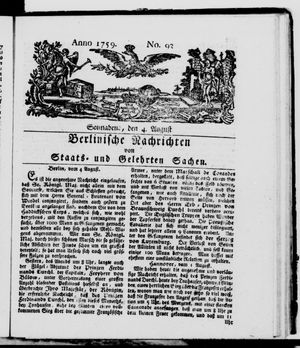 Berlinische Nachrichten von Staats- und gelehrten Sachen vom 04.08.1759