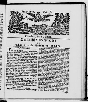 Berlinische Nachrichten von Staats- und gelehrten Sachen vom 11.08.1759