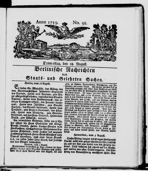Berlinische Nachrichten von Staats- und gelehrten Sachen vom 16.08.1759