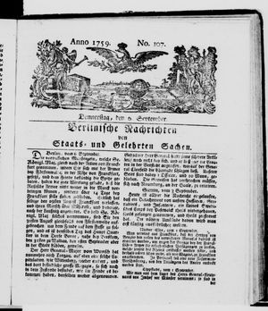 Berlinische Nachrichten von Staats- und gelehrten Sachen vom 06.09.1759