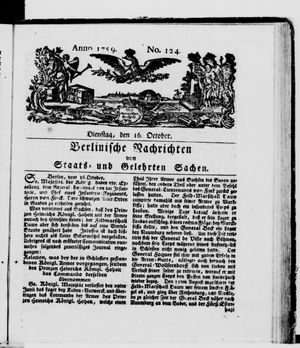 Berlinische Nachrichten von Staats- und gelehrten Sachen vom 16.10.1759
