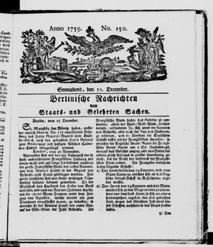 Berlinische Nachrichten von Staats- und gelehrten Sachen vom 15.12.1759