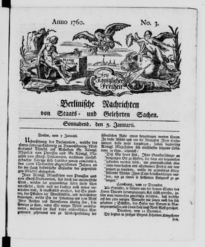 Berlinische Nachrichten von Staats- und gelehrten Sachen vom 05.01.1760