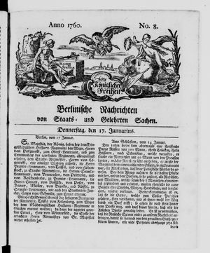 Berlinische Nachrichten von Staats- und gelehrten Sachen vom 17.01.1760