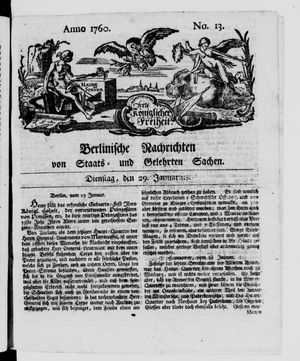 Berlinische Nachrichten von Staats- und gelehrten Sachen vom 29.01.1760