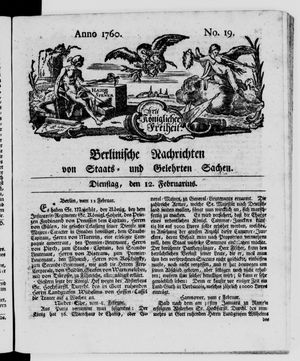 Berlinische Nachrichten von Staats- und gelehrten Sachen vom 12.02.1760