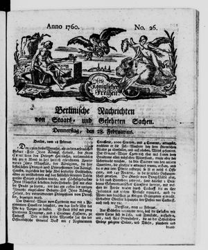 Berlinische Nachrichten von Staats- und gelehrten Sachen vom 28.02.1760