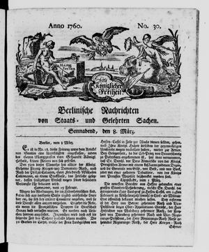 Berlinische Nachrichten von Staats- und gelehrten Sachen vom 08.03.1760