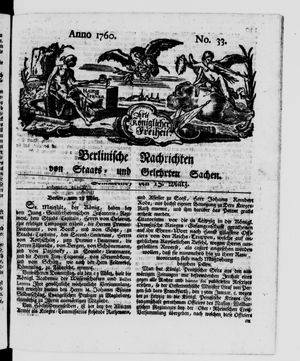 Berlinische Nachrichten von Staats- und gelehrten Sachen vom 15.03.1760