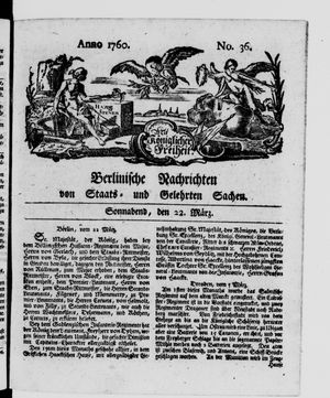 Berlinische Nachrichten von Staats- und gelehrten Sachen vom 22.03.1760