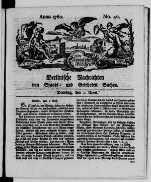 Berlinische Nachrichten von Staats- und gelehrten Sachen on Apr 1, 1760