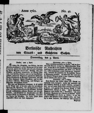 Berlinische Nachrichten von Staats- und gelehrten Sachen vom 03.04.1760