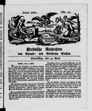 Berlinische Nachrichten von Staats- und gelehrten Sachen vom 24.04.1760