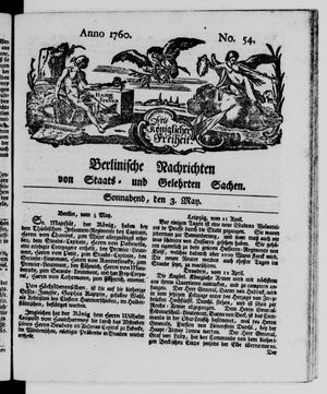 Berlinische Nachrichten von Staats- und gelehrten Sachen vom 03.05.1760