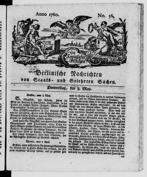Berlinische Nachrichten von Staats- und gelehrten Sachen vom 08.05.1760