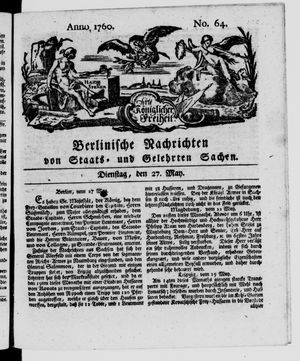 Berlinische Nachrichten von Staats- und gelehrten Sachen vom 27.05.1760