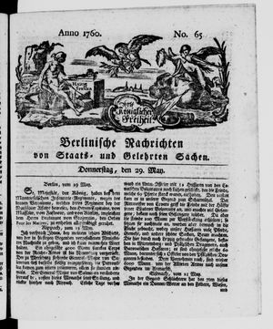 Berlinische Nachrichten von Staats- und gelehrten Sachen vom 29.05.1760