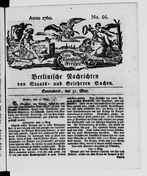Berlinische Nachrichten von Staats- und gelehrten Sachen vom 31.05.1760