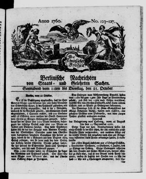 Berlinische Nachrichten von Staats- und gelehrten Sachen vom 11.10.1760