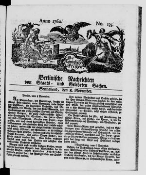 Berlinische Nachrichten von Staats- und gelehrten Sachen vom 08.11.1760