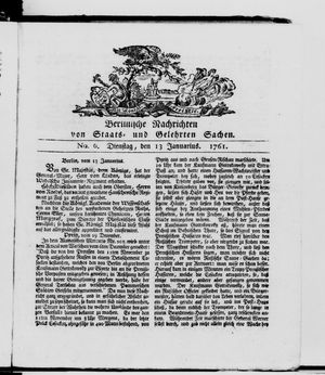 Berlinische Nachrichten von Staats- und gelehrten Sachen vom 13.01.1761