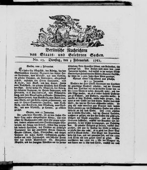 Berlinische Nachrichten von Staats- und gelehrten Sachen vom 03.02.1761