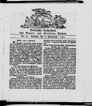 Berlinische Nachrichten von Staats- und gelehrten Sachen vom 10.02.1761