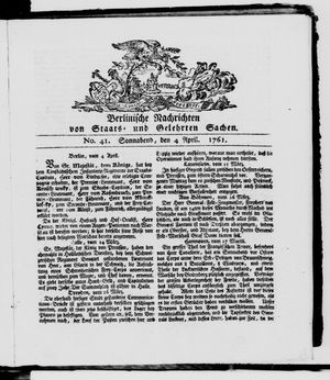 Berlinische Nachrichten von Staats- und gelehrten Sachen vom 04.04.1761