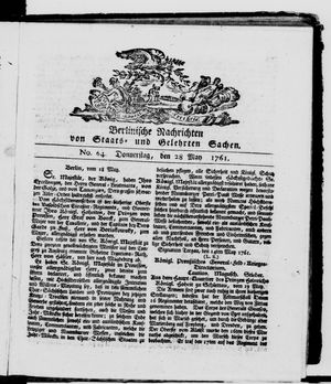 Berlinische Nachrichten von Staats- und gelehrten Sachen vom 28.05.1761