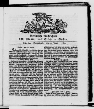 Berlinische Nachrichten von Staats- und gelehrten Sachen vom 20.06.1761