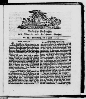 Berlinische Nachrichten von Staats- und gelehrten Sachen vom 02.07.1761