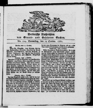 Berlinische Nachrichten von Staats- und gelehrten Sachen vom 15.10.1761