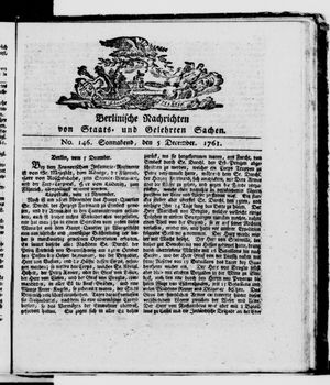 Berlinische Nachrichten von Staats- und gelehrten Sachen vom 05.12.1761