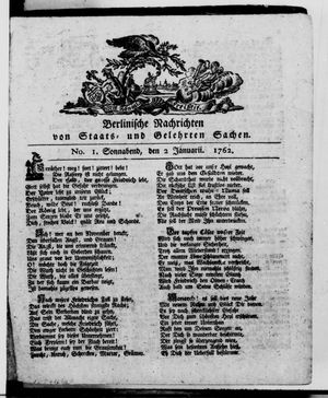 Berlinische Nachrichten von Staats- und gelehrten Sachen vom 02.01.1762