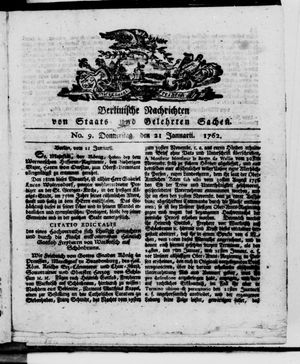 Berlinische Nachrichten von Staats- und gelehrten Sachen on Jan 21, 1762