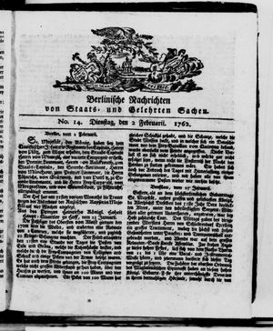 Berlinische Nachrichten von Staats- und gelehrten Sachen vom 02.02.1762