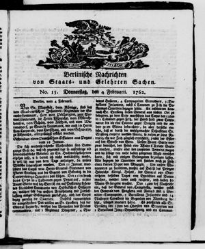 Berlinische Nachrichten von Staats- und gelehrten Sachen vom 04.02.1762